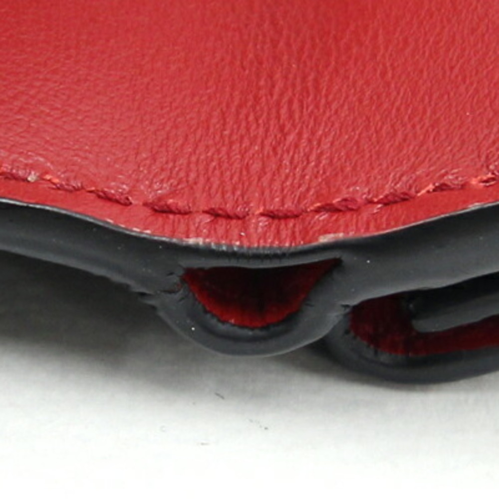 PRADA Tri-fold Wallet 1MH021 Black Red Leather Compact Women's - Picture 6 of 10